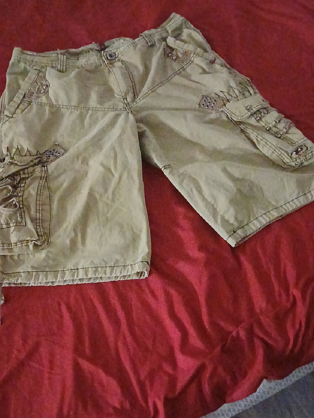 FUSAI Men's Casual Cargo Shorts - Khaki